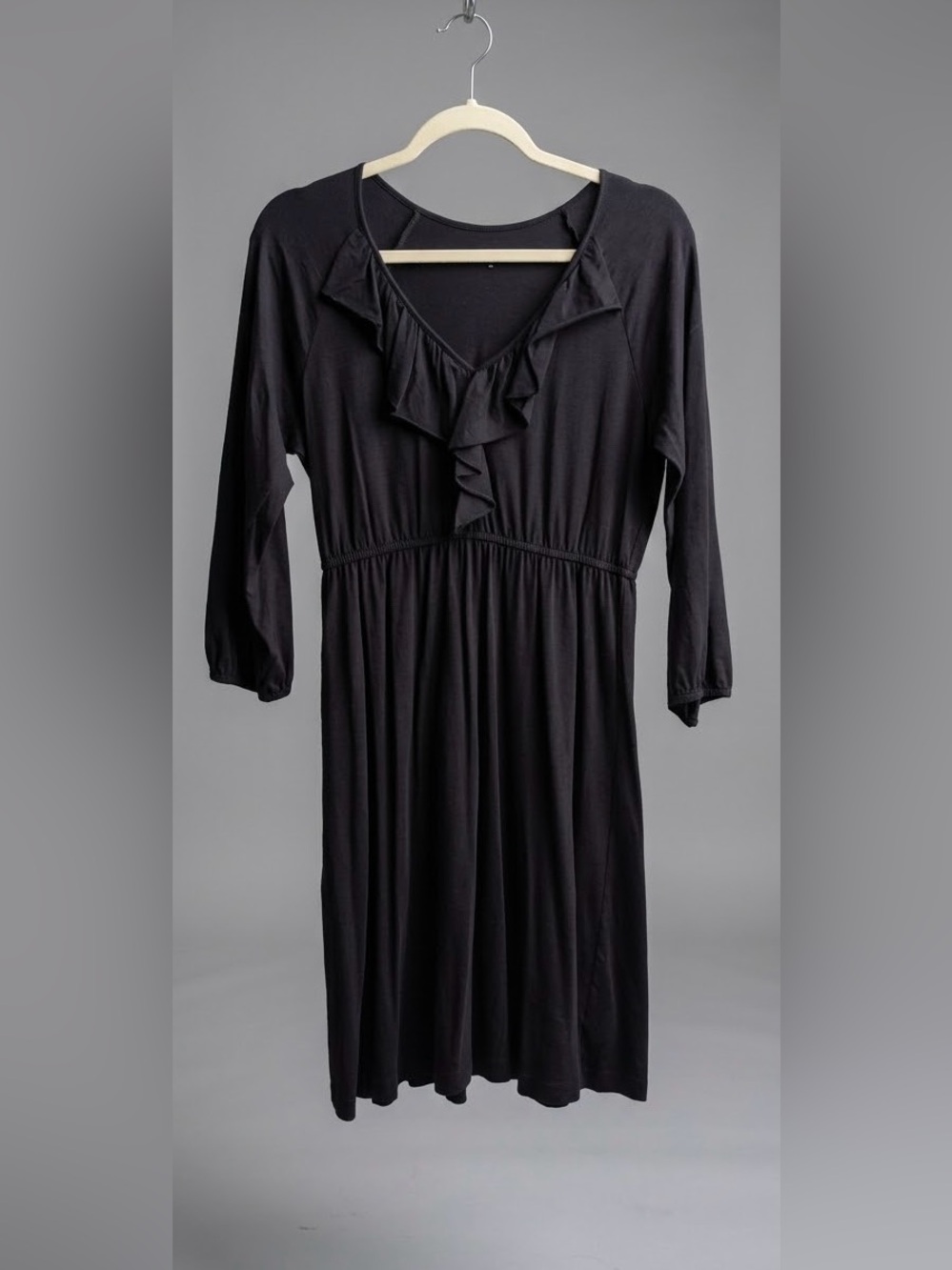 Garnet Hill Women’s Black Tissue Ruffle Dress / Coverup XS